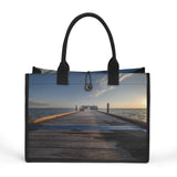 Custom Beach Life Vistas Long Pier Premium All - Over Print Canvas Tote Bag - POPvault