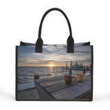 Custom Beach Life Beach Vistas Morning Coffee Premium All-Over Print Canvas Tote Bag - POPvault - Bags - Beach - beach bag