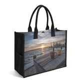 Custom Beach Life Beach Vistas Morning Coffee Premium All-Over Print Canvas Tote Bag - POPvault - Bags - Beach - beach bag