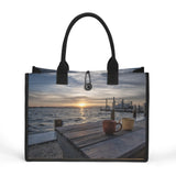 Custom Salt Life Beach Vistas Morning Coffee Premium All-Over Print Canvas Tote Bag - POPvault