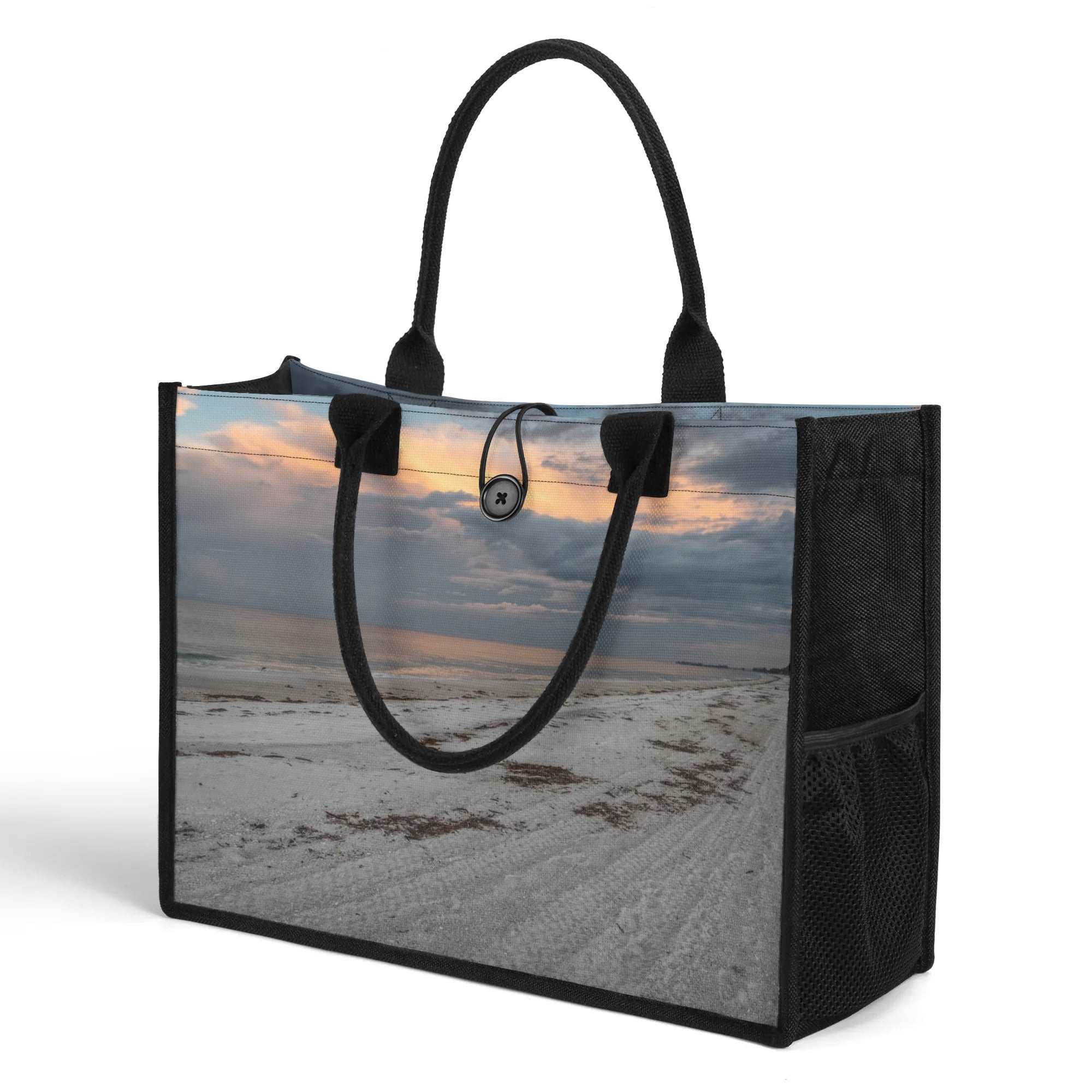 Custom Beach Life Vistas Orange Sky Premium All - Over Print Canvas Tote Bag - POPvault