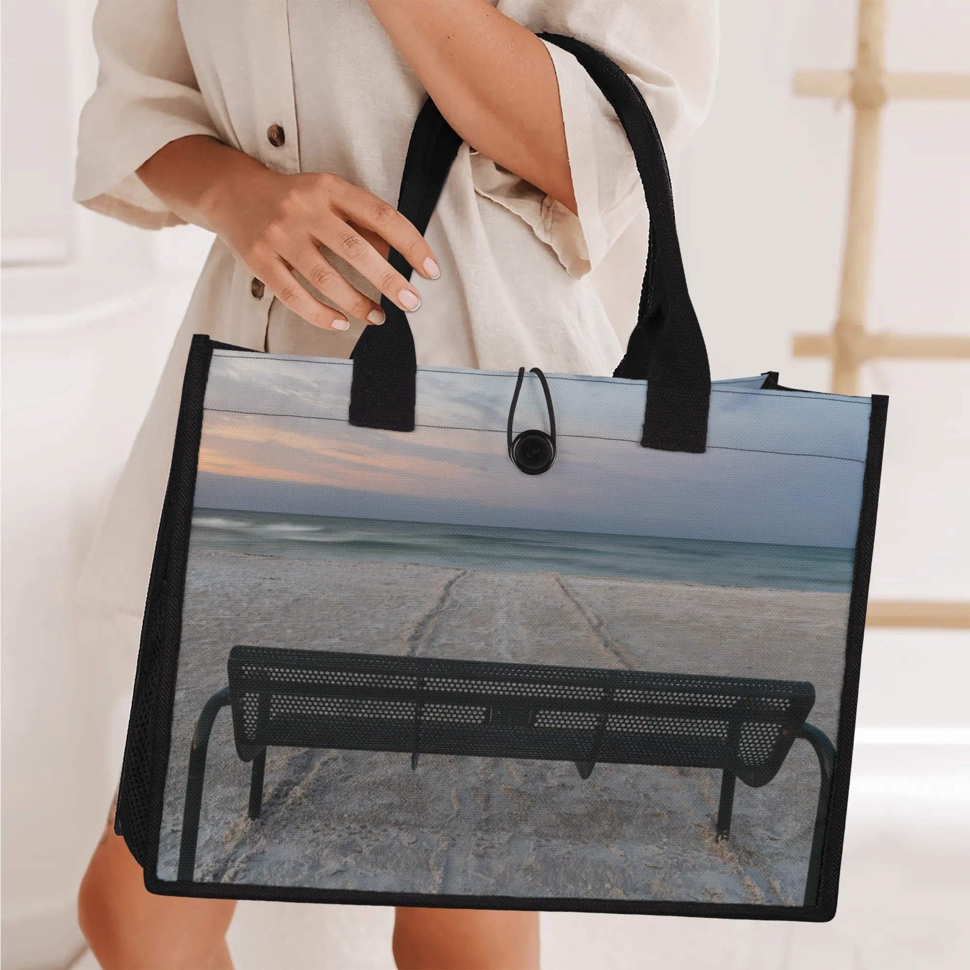 Custom Beach Life Vistas Perfect View Premium All - Over Print Canvas Tote Bag - POPvault