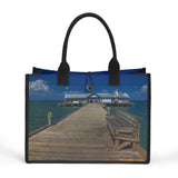 Custom Salt Life Beach Vistas Pier Bench Premium All-Over Print Canvas Tote Bag - POPvault