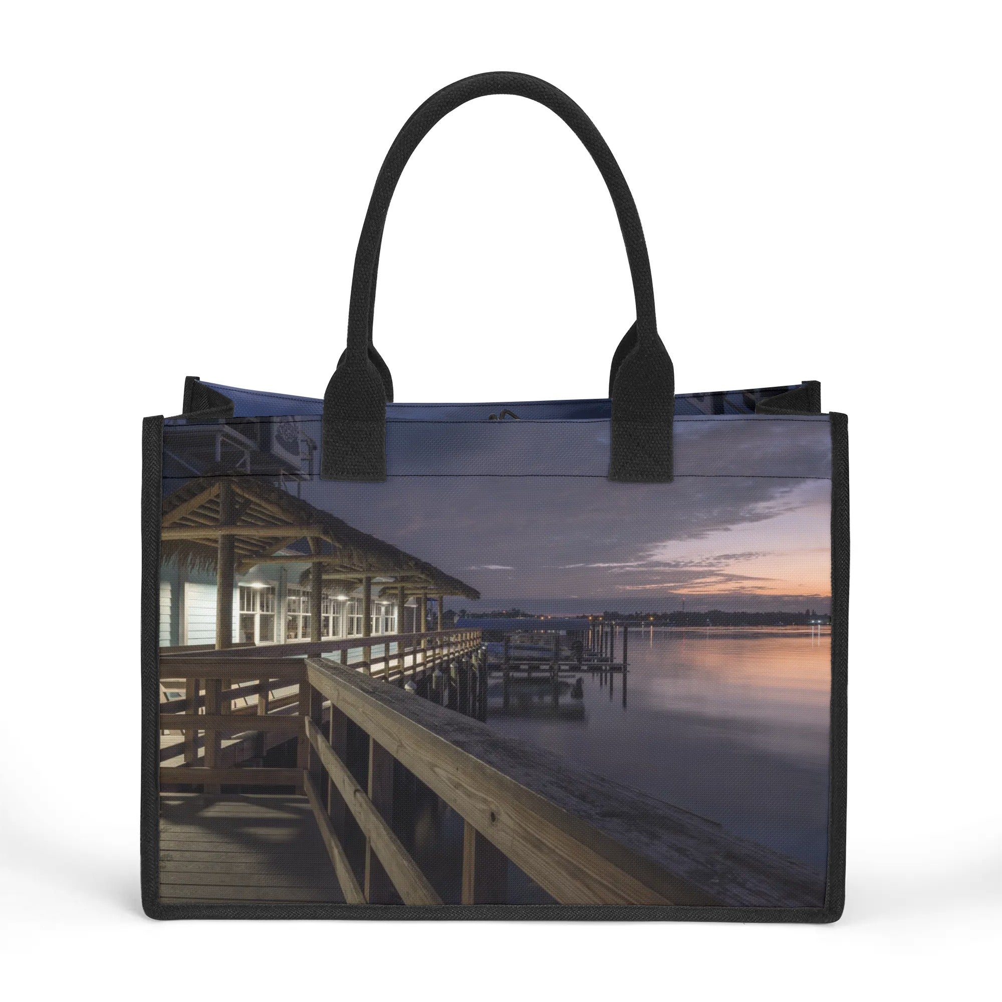 Custom Beach Life Vistas Pier 1 Premium All - Over Print Canvas Tote Bag - POPvault