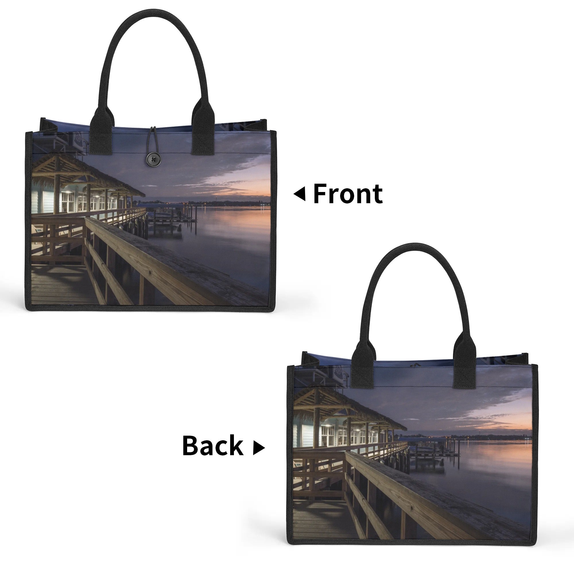 Custom Beach Life Vistas Pier 1 Premium All - Over Print Canvas Tote Bag - POPvault