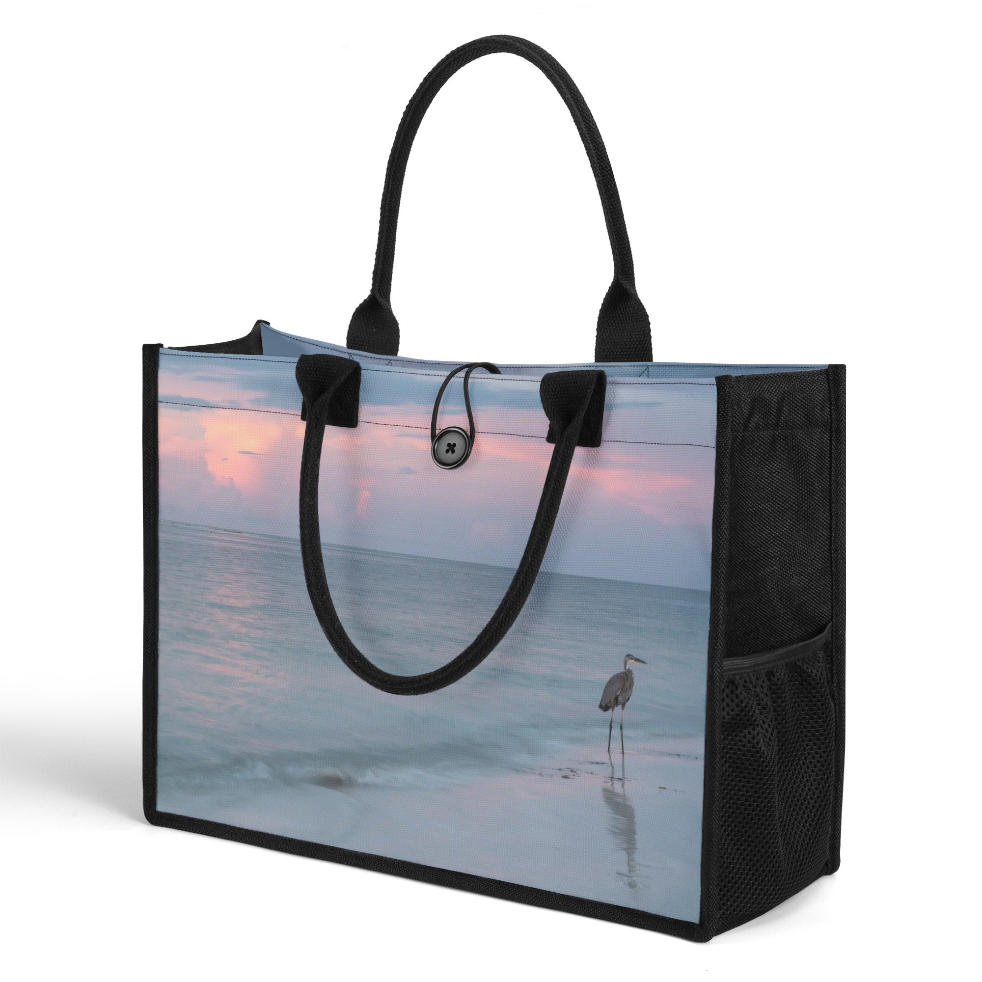 Custom Beach Life Vistas Pink Sky Premium All - Over Print Canvas Tote Bag - POPvault