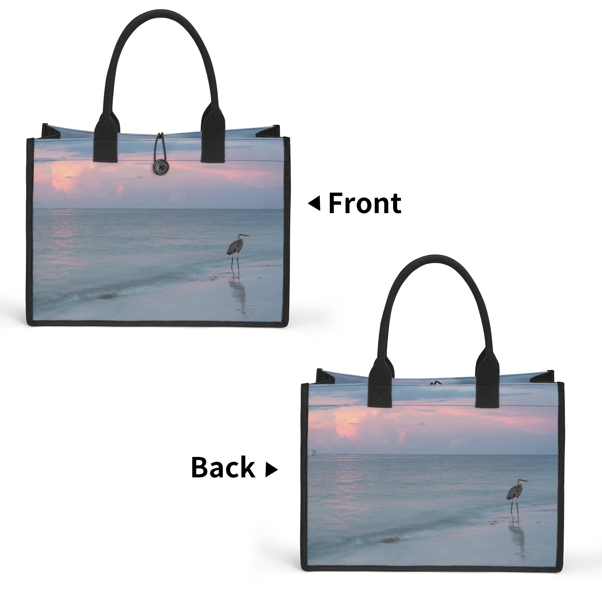 Custom Beach Life Vistas Pink Sky Premium All - Over Print Canvas Tote Bag - POPvault