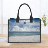 Custom Beach Life Beach Vistas Puffy Clouds Premium All-Over Print Canvas Tote Bag - POPvault - Bags - Beach - beach bag