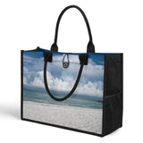 Custom Beach Life Beach Vistas Puffy Clouds Premium All-Over Print Canvas Tote Bag - POPvault - Bags - Beach - beach bag