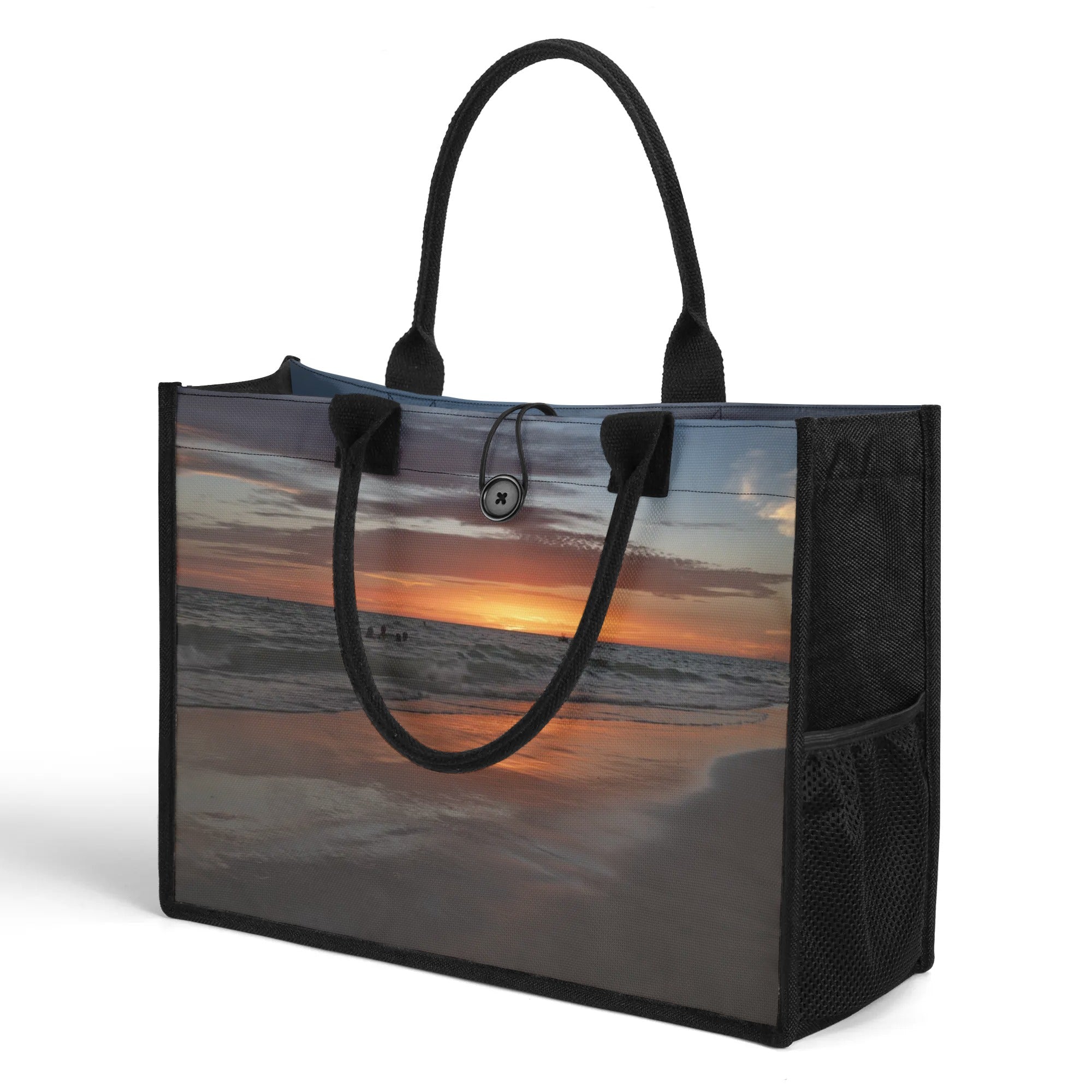 Custom Beach Life Vistas Sundown Premium All - Over Print Canvas Tote Bag - POPvault