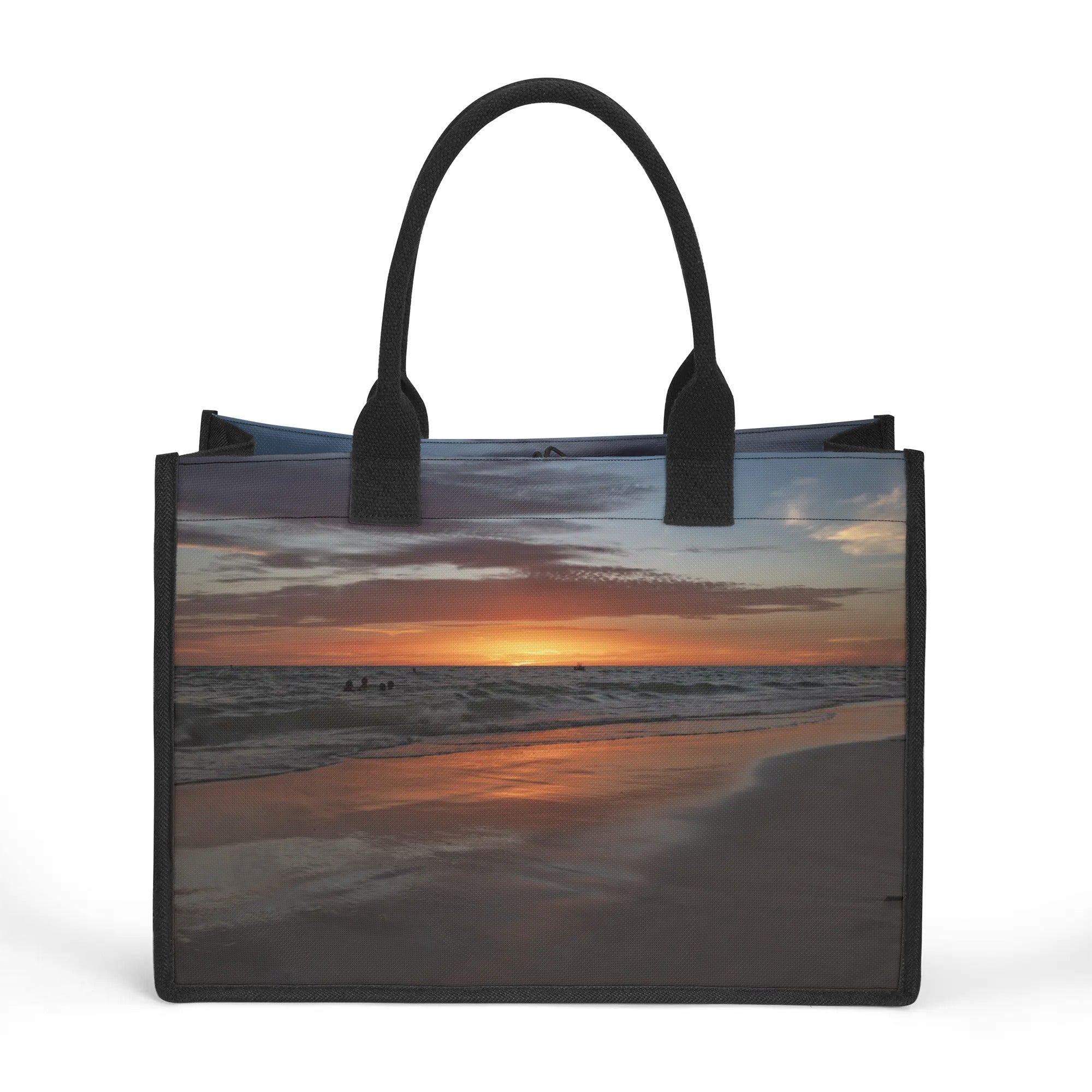 Custom Beach Life Beach Vistas Sundown Premium All-Over Print Canvas Tote Bag - POPvault - Bags - Beach - beach bag