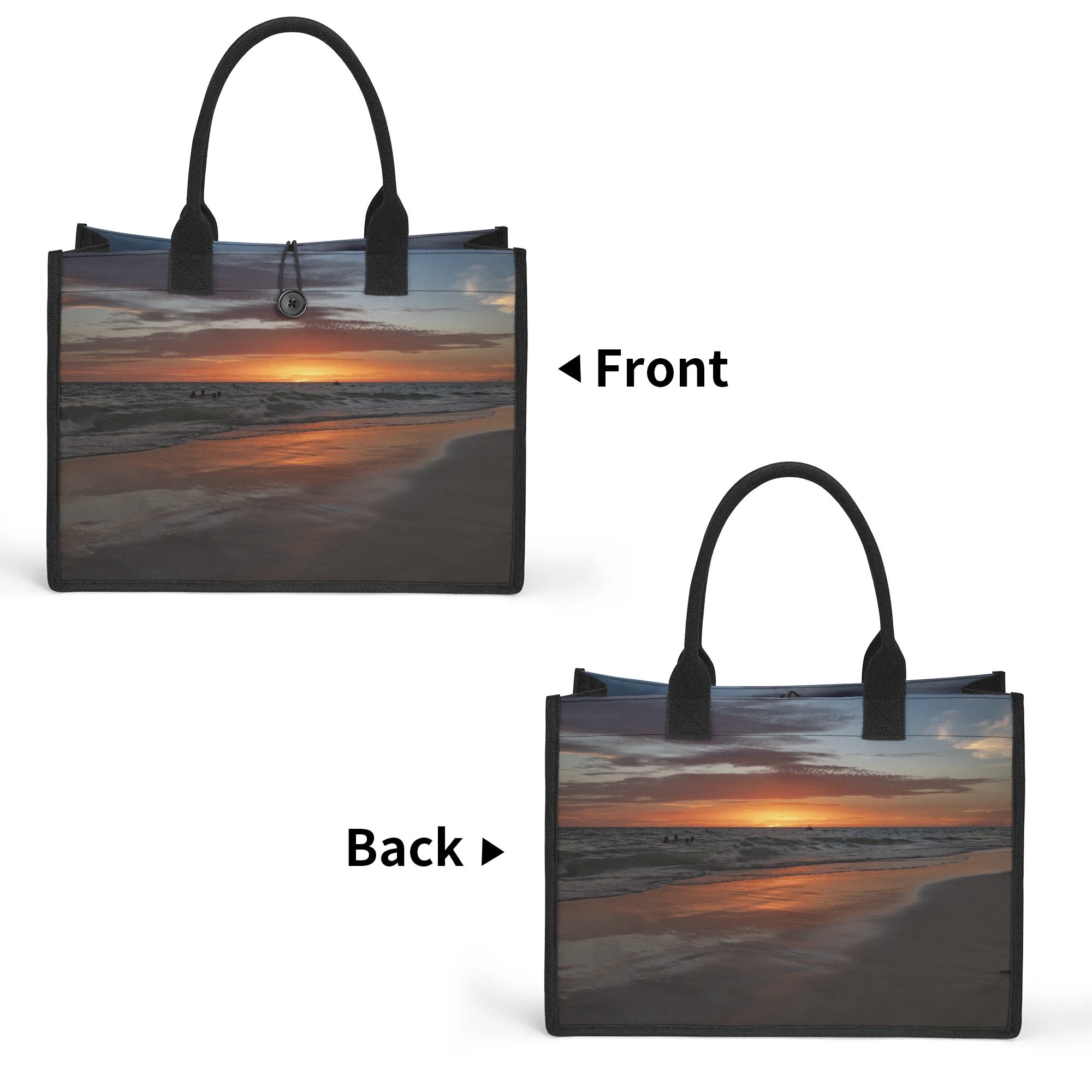 Custom Beach Life Vistas Sundown Premium All - Over Print Canvas Tote Bag - POPvault