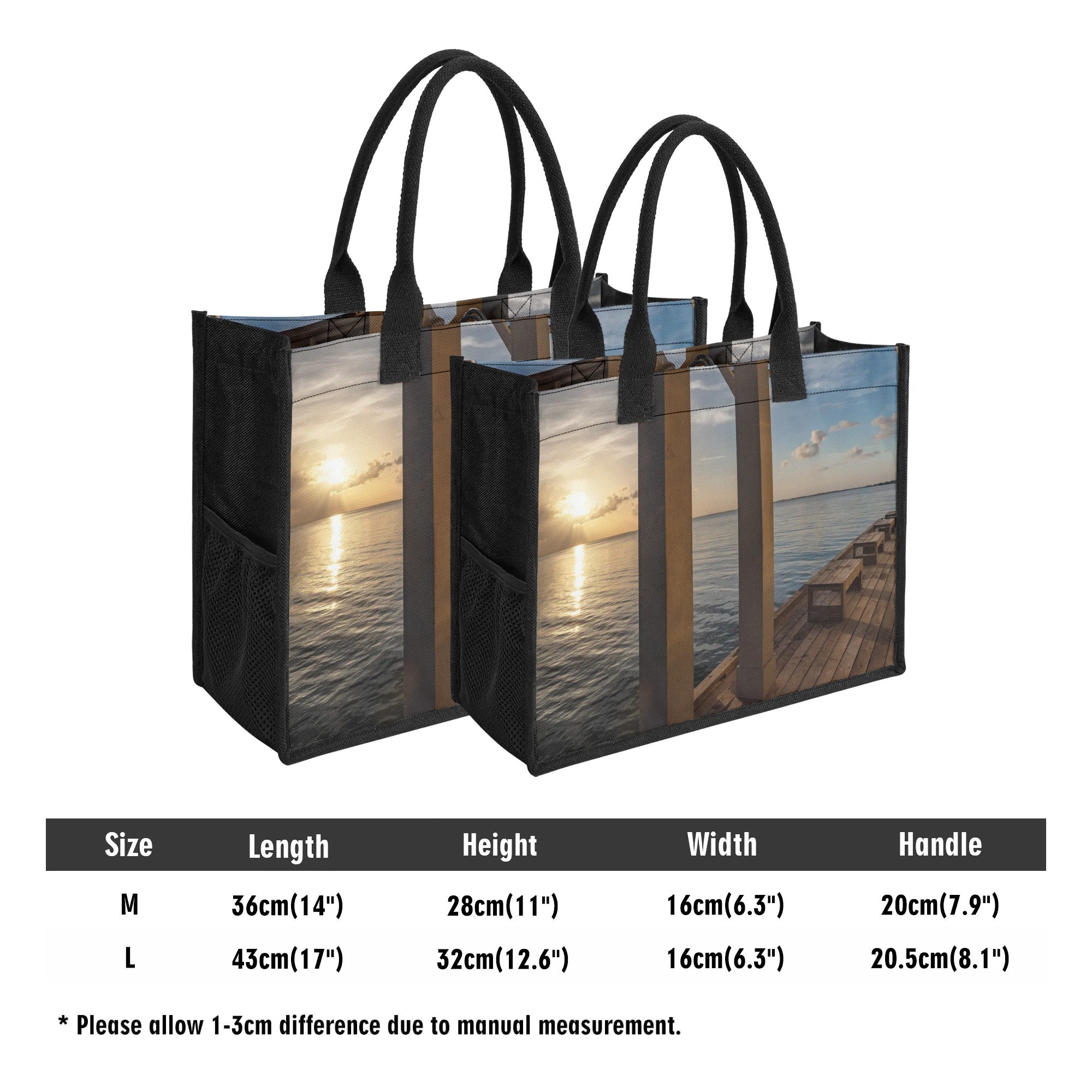 Custom Beach Life Vistas Sunrise From Pier Premium All - Over Print Canvas Tote Bag - POPvault