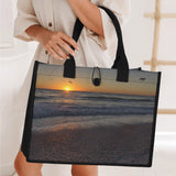 Custom Beach Life Vistas Sunset Birds Premium All - Over Print Canvas Tote Bag - POPvault