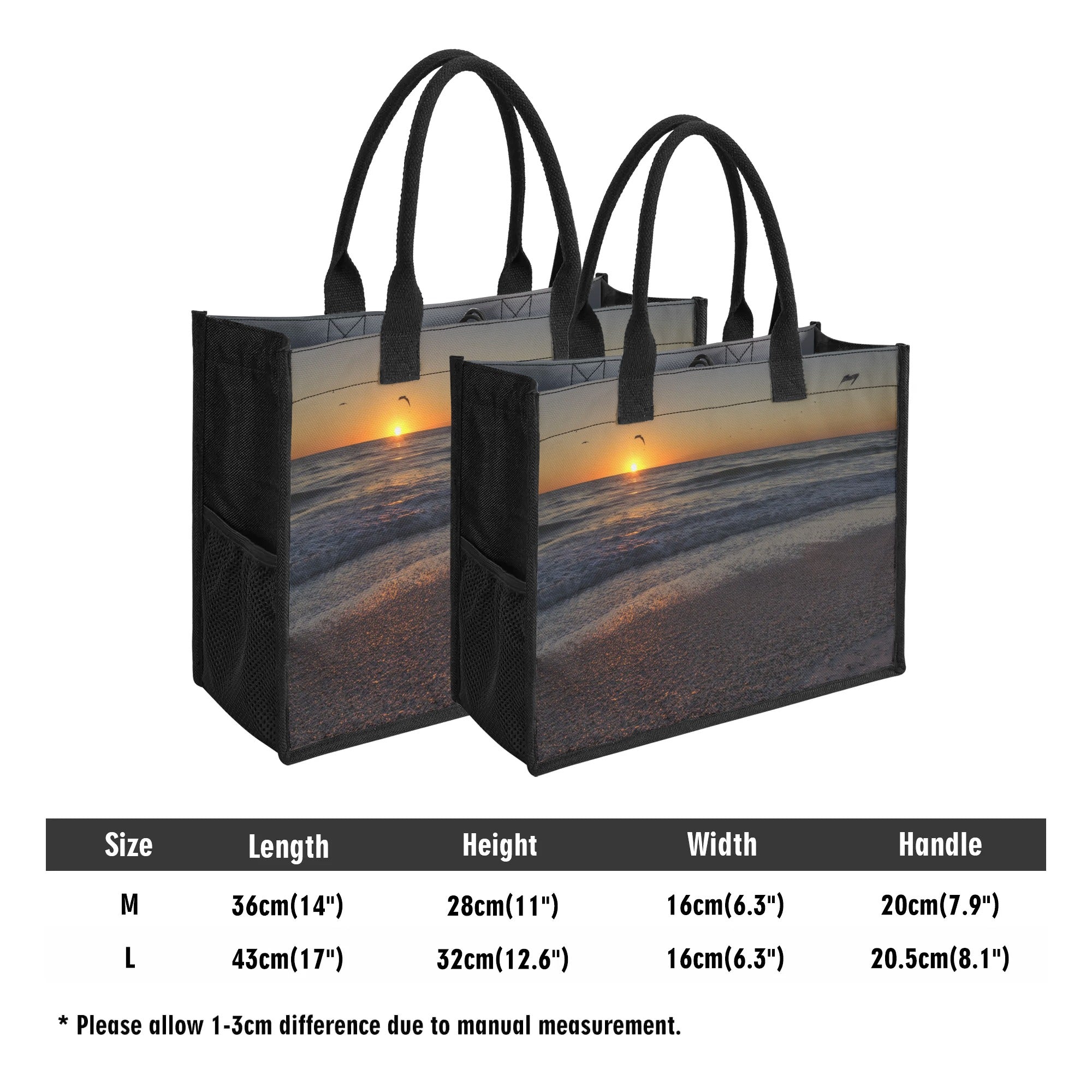 Custom Beach Life Vistas Sunset Birds Premium All - Over Print Canvas Tote Bag - POPvault