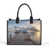 Custom Beach Life Beach Vistas View From A Pier Premium All-Over Print Canvas Tote Bag - POPvault - Bags - Beach - beach bag