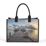 Custom Beach Life Vistas View From A Pier Premium All - Over Print Canvas Tote Bag - POPvault