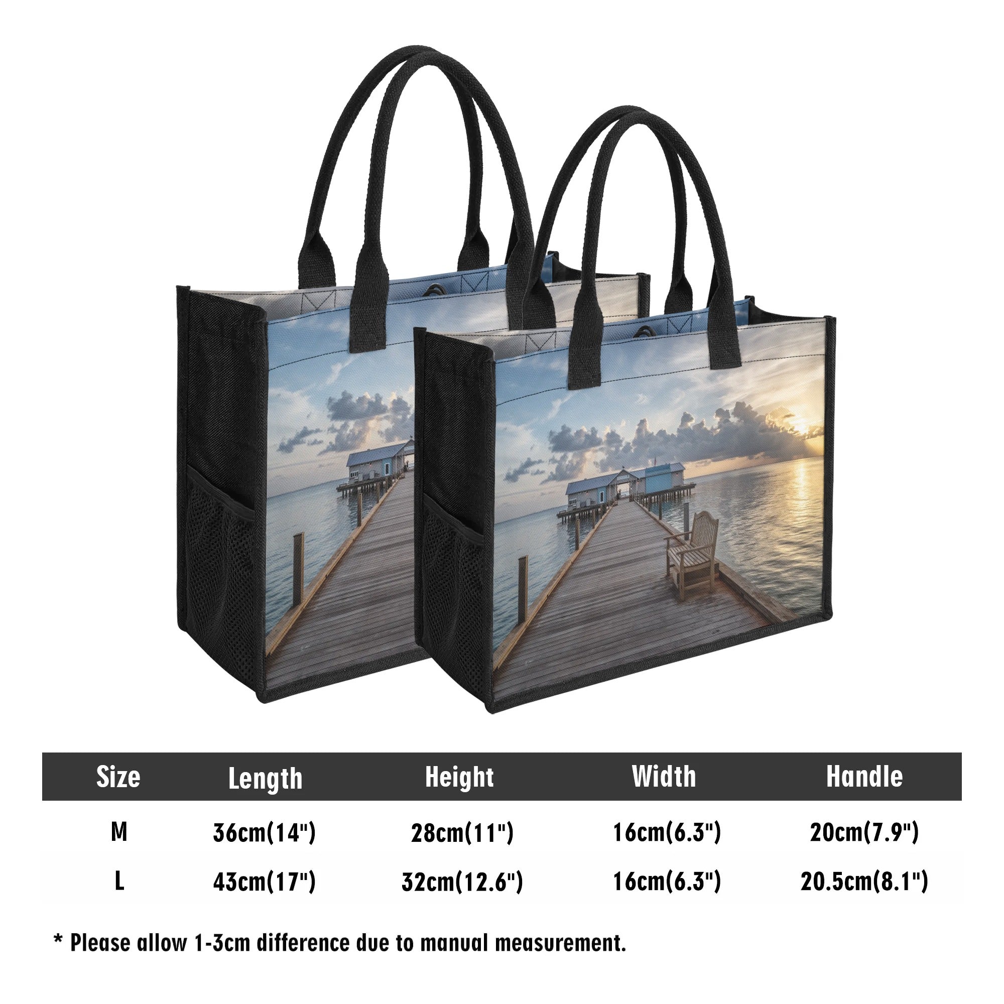 Custom Beach Life Vistas View From A Pier Premium All - Over Print Canvas Tote Bag - POPvault