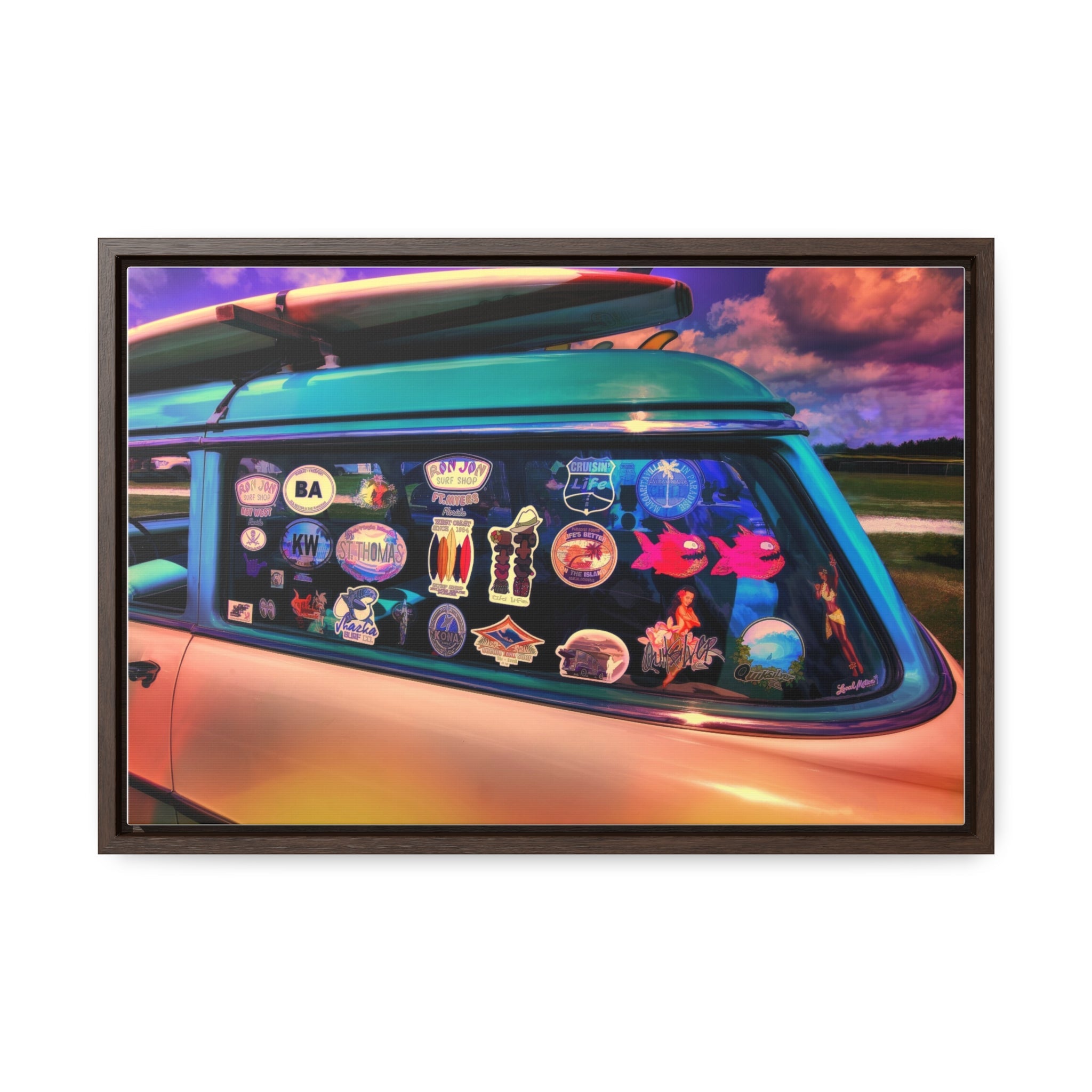 Custom Vintage Auto 56 Chevy Wagon Pop Art Gallery Canvas Wraps, Horizontal Wood Frame - POPvault