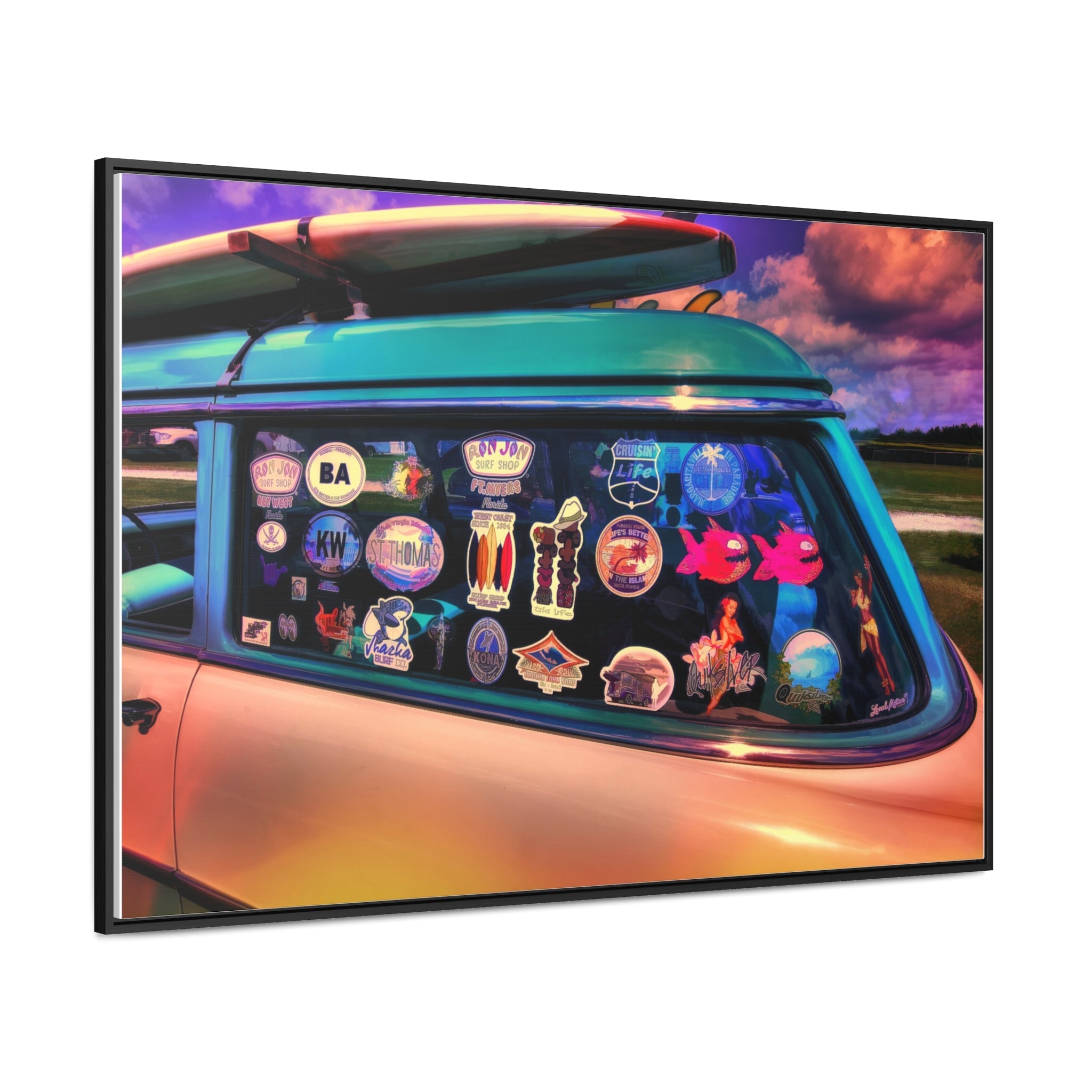 Custom Vintage Auto 56 Chevy Wagon Pop Art Gallery Canvas Wraps, Horizontal Wood Frame - POPvault