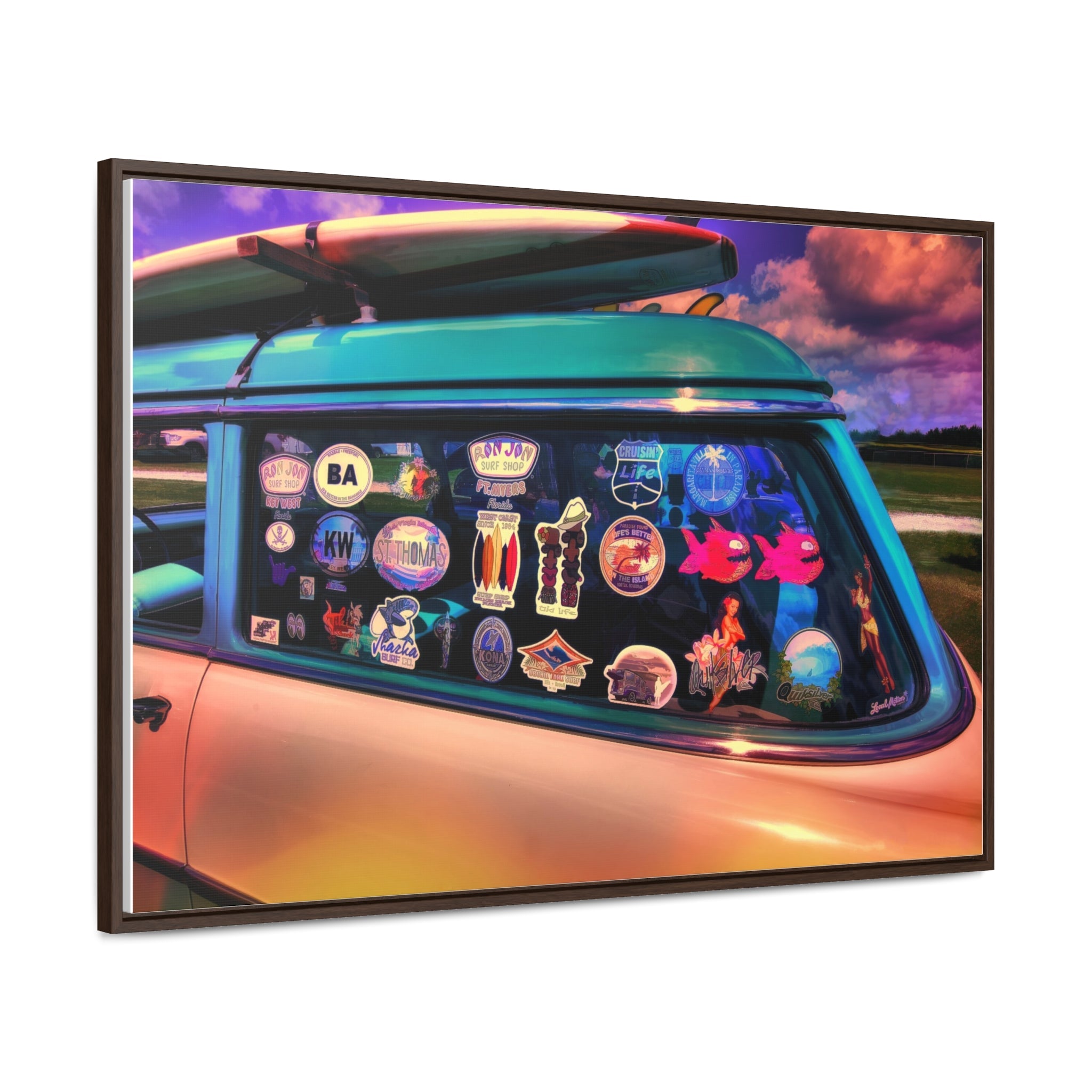 Custom Vintage Auto 56 Chevy Wagon Pop Art Gallery Canvas Wraps, Horizontal Wood Frame - POPvault