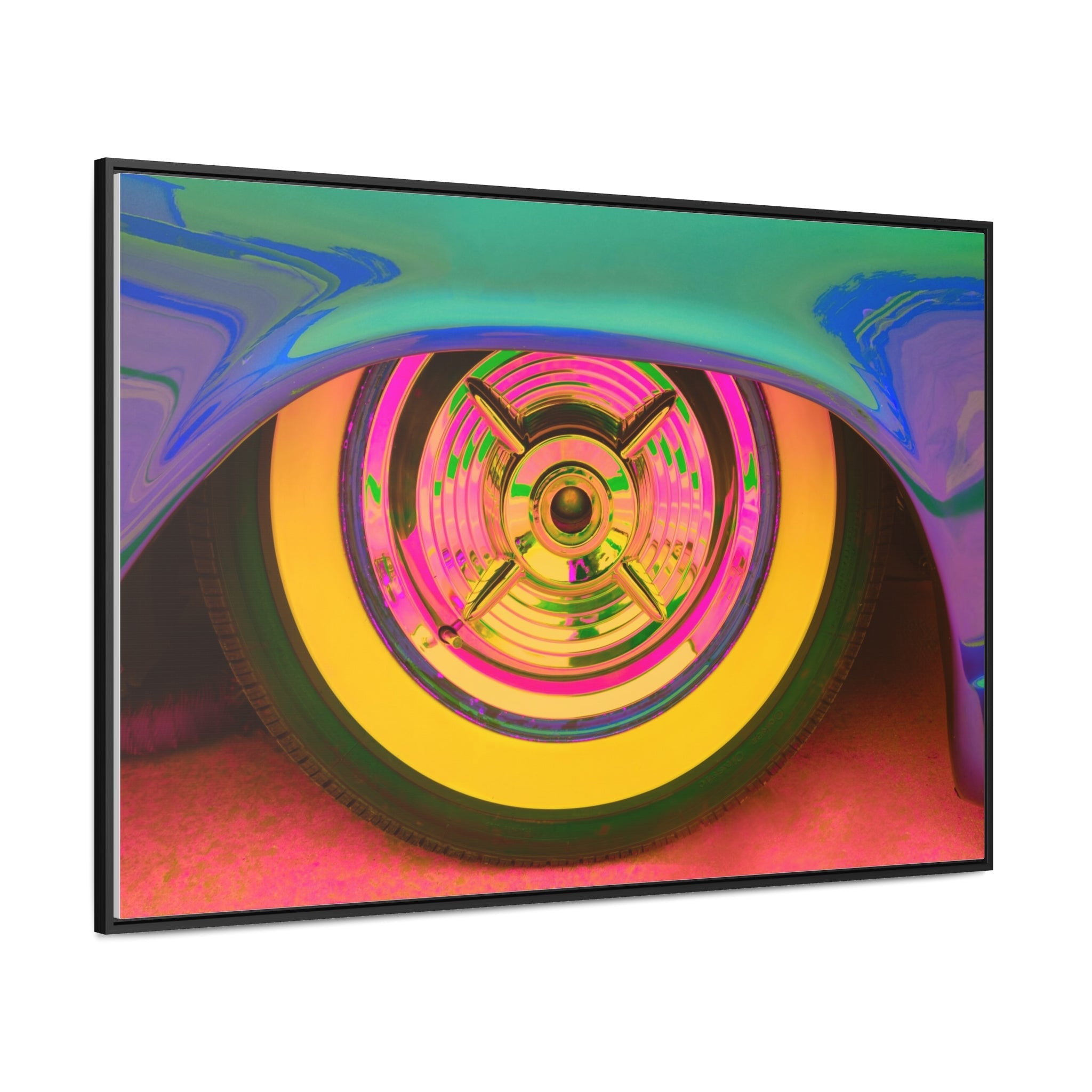 Custom Vintage Auto Psychedelic Wheel Pop Art Gallery Canvas Wraps, Horizontal Wood Frame - POPvault