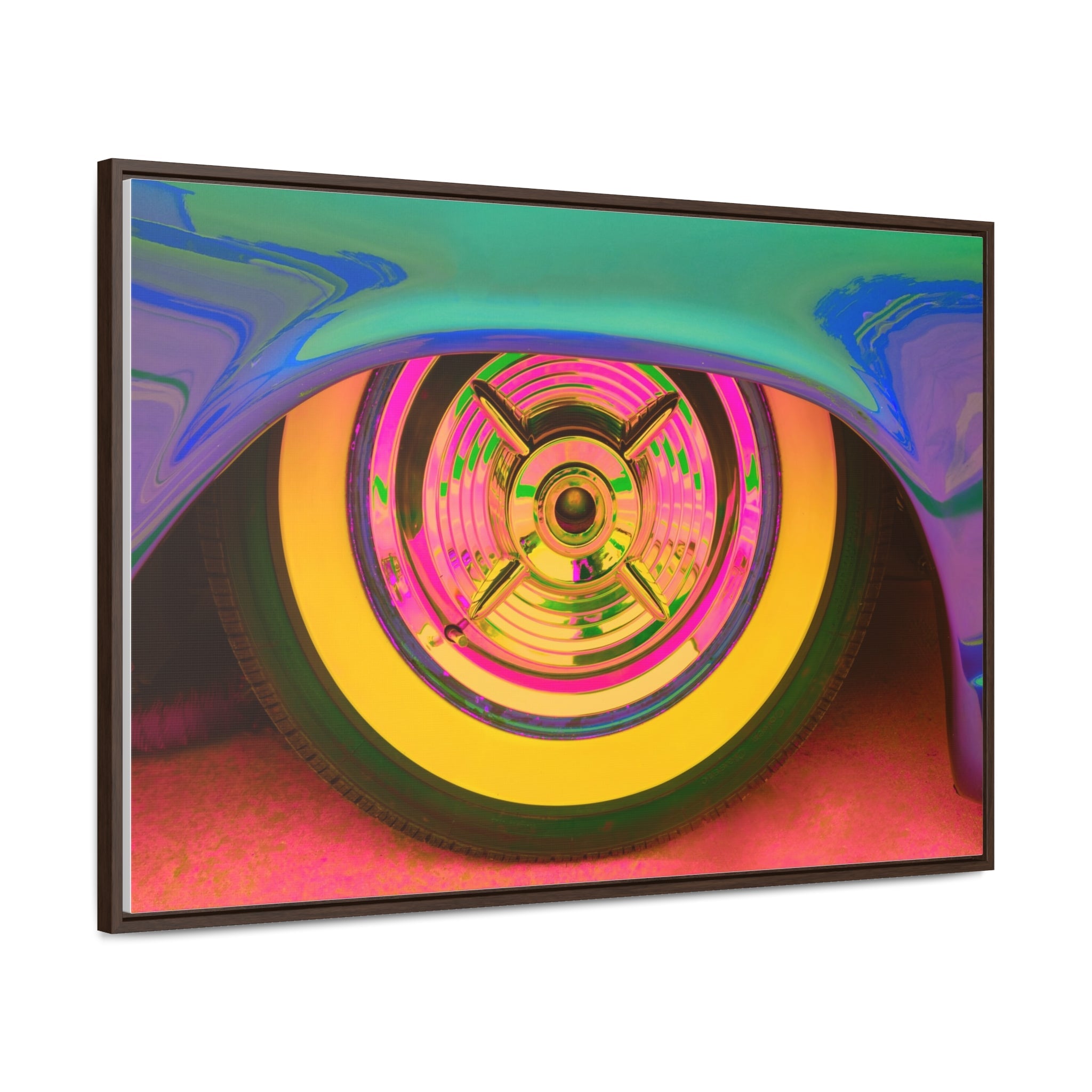 Custom Vintage Auto Psychedelic Wheel Pop Art Gallery Canvas Wraps, Horizontal Wood Frame - POPvault
