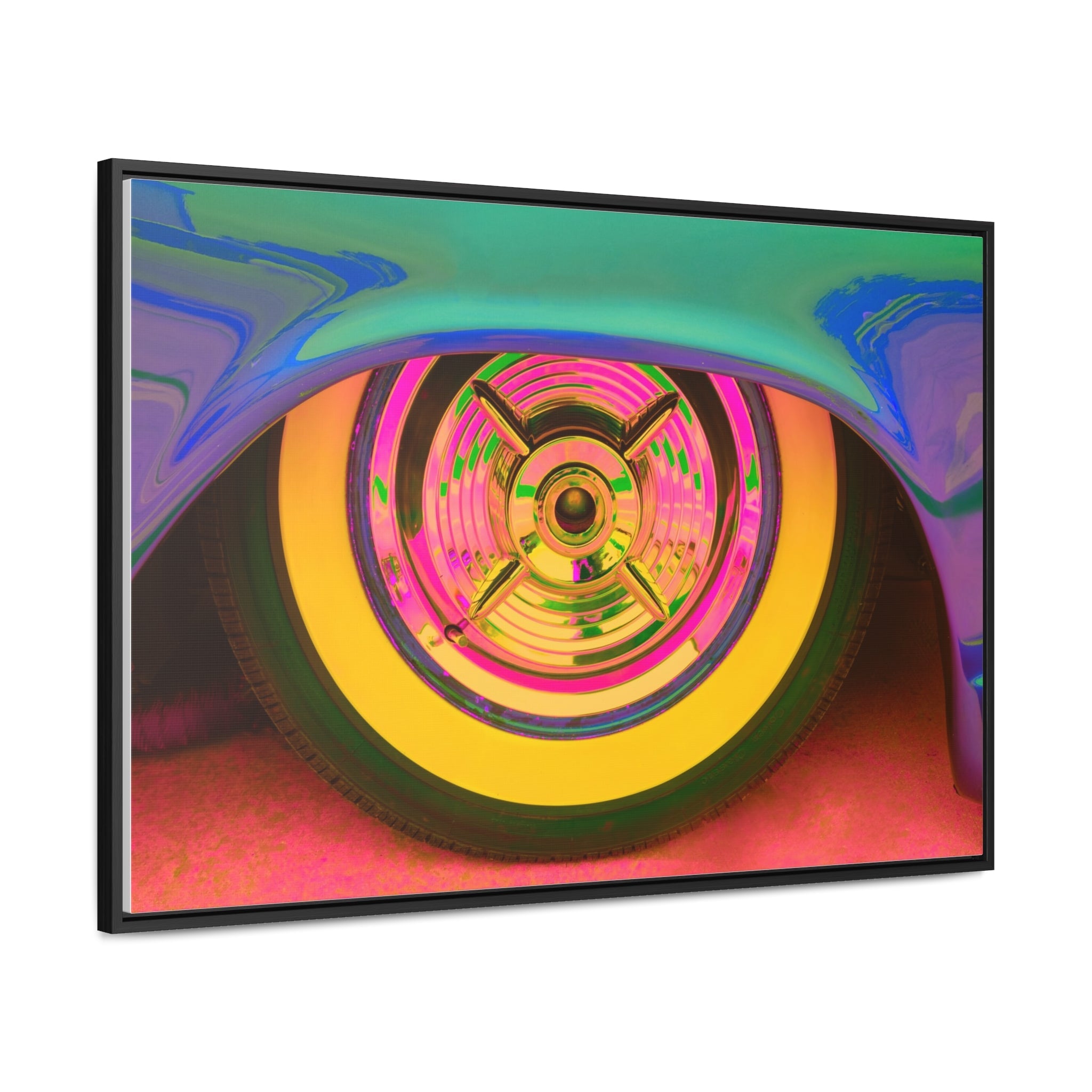 Custom Vintage Auto Psychedelic Wheel Pop Art Gallery Canvas Wraps, Horizontal Wood Frame - POPvault