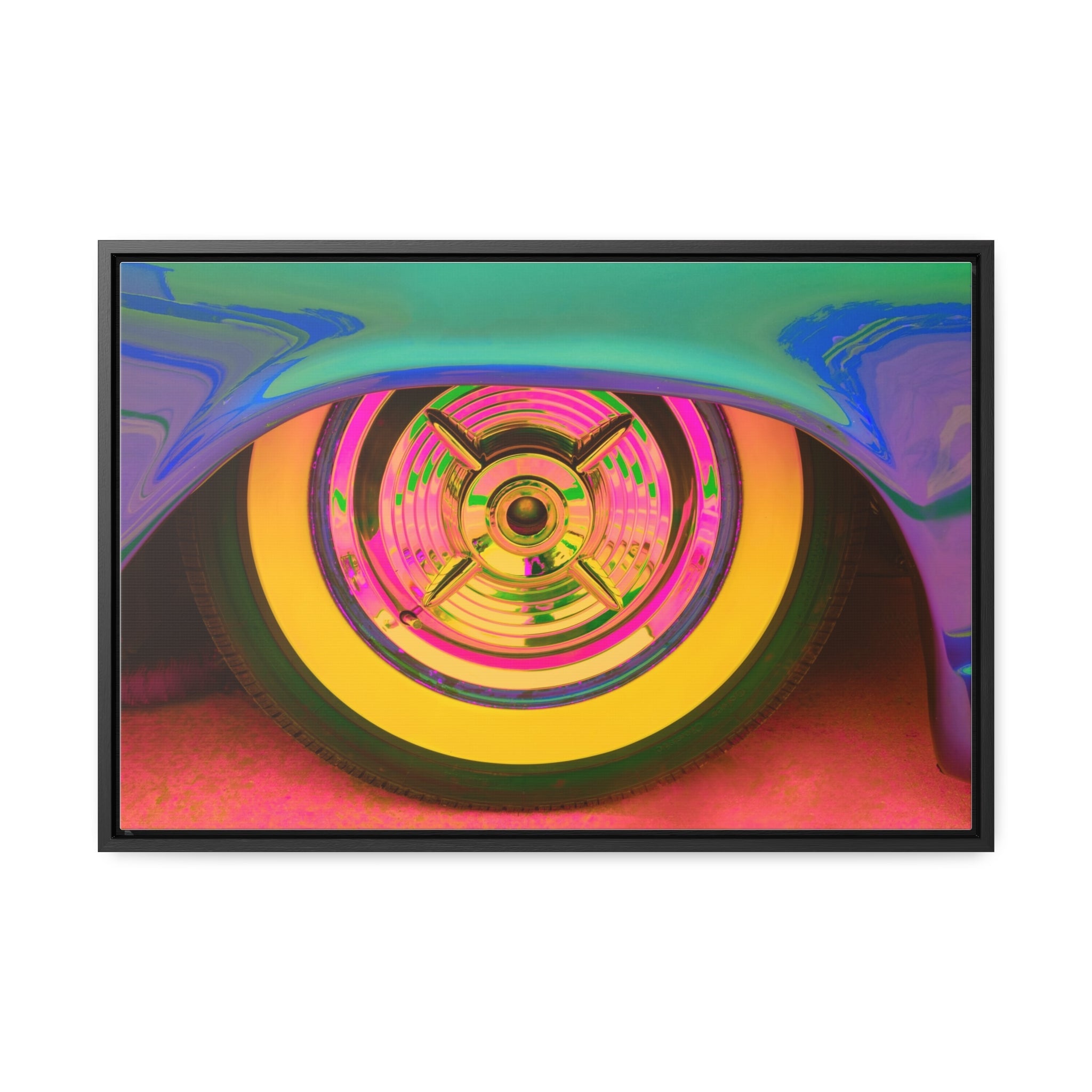Custom Vintage Auto Psychedelic Wheel Pop Art Gallery Canvas Wraps, Horizontal Wood Frame - POPvault