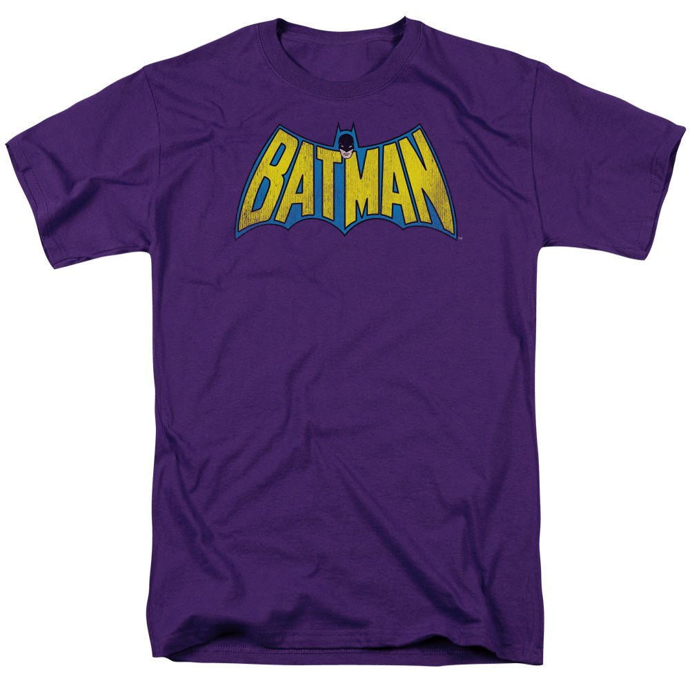 DC Comics Classic Batman Logo Distressed Mens T Shirt Purple Officially Licensed - POPvault