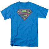 DC Comics Retro Superman Logo Distressed Mens T Shirt Turquoise Officially Licensed - POPvault