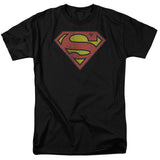 DC Comics Retro Supes Logo Distressed Mens T Shirt Black Officially Licensed - POPvault