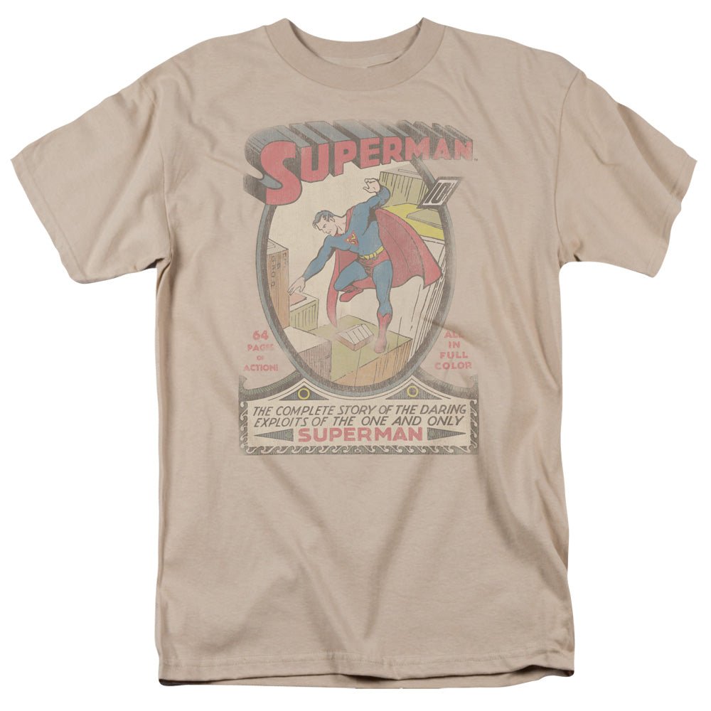 DC Comics Superman 1 Distressed Mens T Shirt Sand Officially Licensed - POPvault