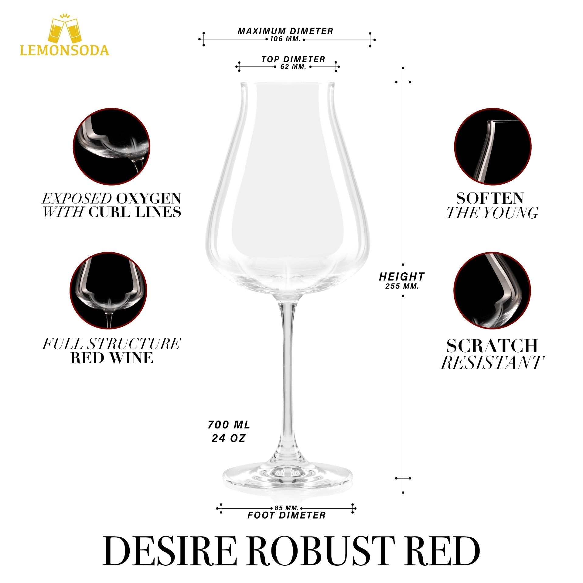 Desire Robust Red Wine Glasses - Set of 2 (700 mL / 24 fl. oz.) - POPvault