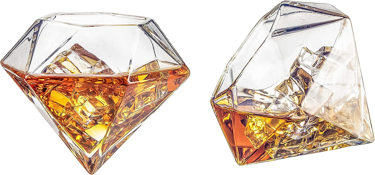 Diamond Whiskey 750 ml Decanter Set With 2 Diamond Glasses - POPvault