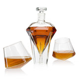Diamond Whiskey Decanter Set With 2 Diamond Glasses - POPvault