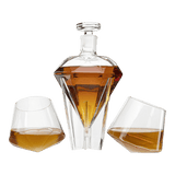 Diamond Whiskey Decanter Set With 2 Diamond Glasses - POPvault