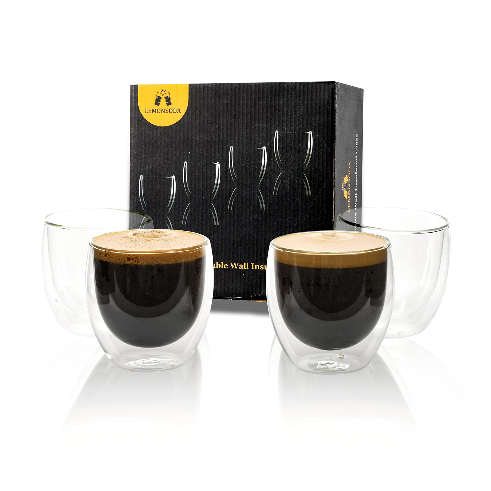 Double Wall Glass Coffee Mugs Cups - 8.5oz/12oz - POPvault