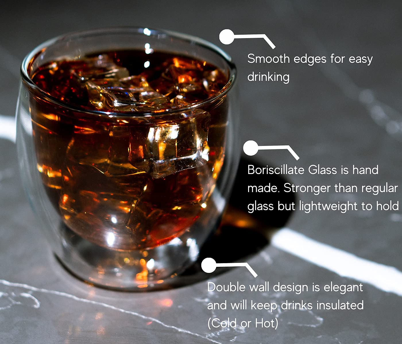 Double Wall Glass Coffee Mugs Cups - 8.5oz/12oz - POPvault