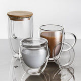 Double Wall Glass Mug with Glass or Bamboo Lid - POPvault