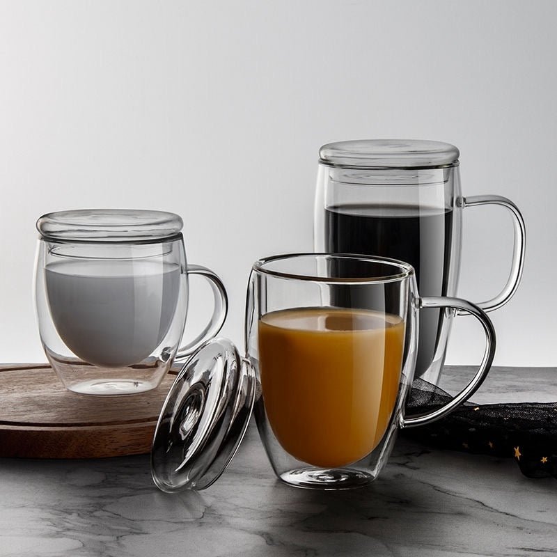 Double Wall Glass Mug with Glass or Bamboo Lid - POPvault