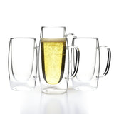 Double Walled Beer Drink Glass Mug with Handle - 12.5oz - POPvault