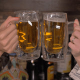 Double Walled Beer Drink Glass Mug with Handle - 12.5oz - POPvault