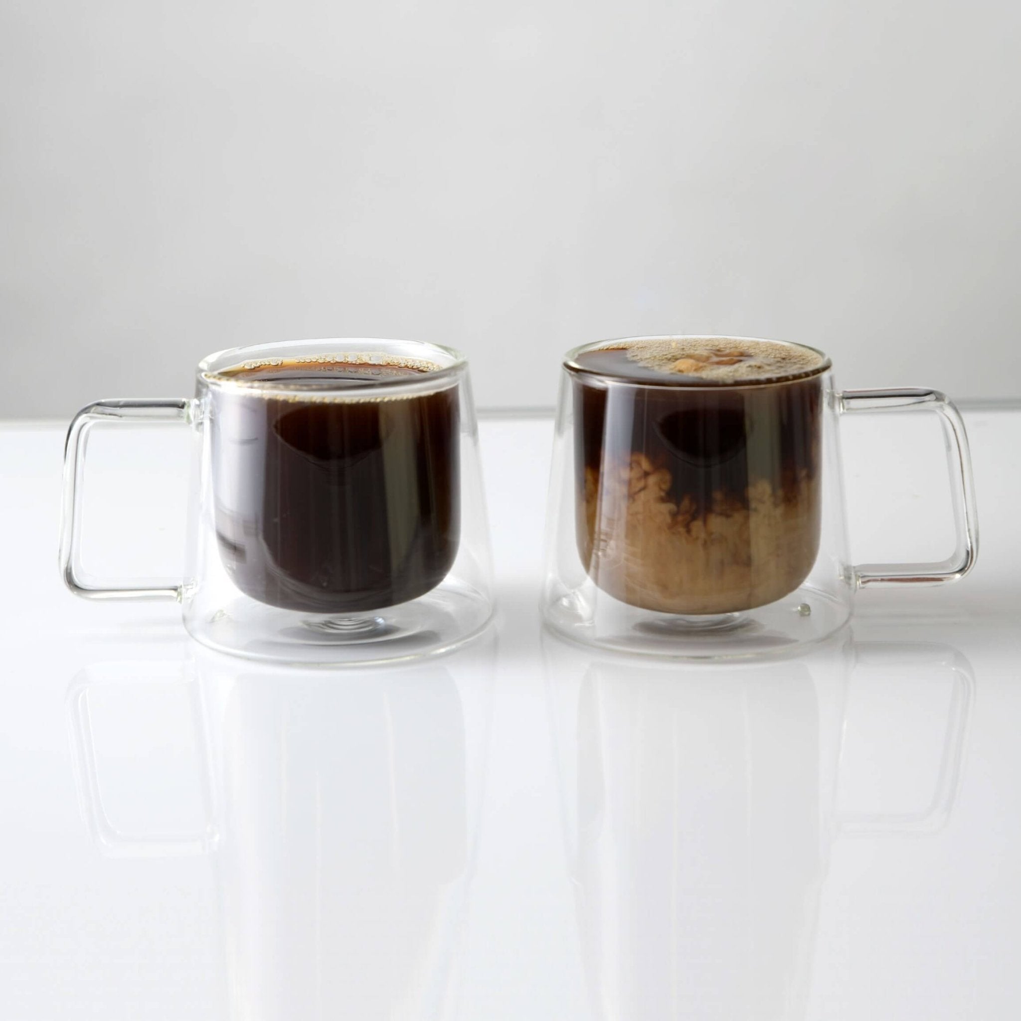 Double Walled Glass Coffee Drink Mug with Handle - Set of 2 - 8.5oz - POPvault