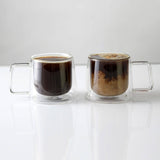 Double Walled Glass Coffee Drink Mug with Handle - Set of 2 - 8.5oz - POPvault