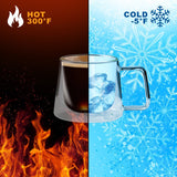 Double Walled Glass Coffee Drink Mug with Handle - Set of 2 - 8.5oz - POPvault
