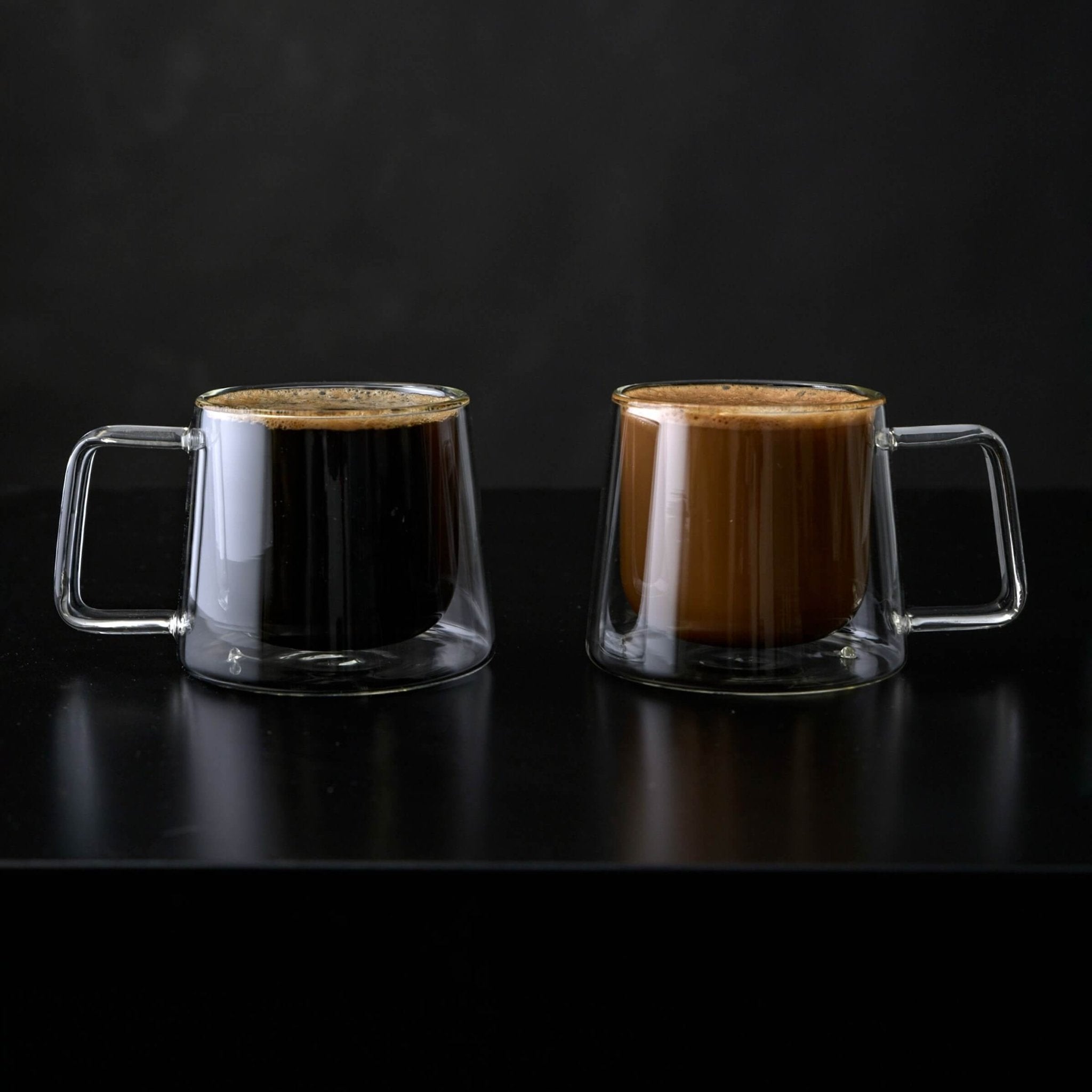 Double Walled Glass Coffee Drink Mug with Handle - Set of 2 - 8.5oz - POPvault