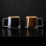 Double Walled Glass Coffee Drink Mug with Handle - Set of 2 - 8.5oz - POPvault