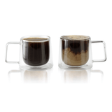 Double Walled Glass Coffee Drink Mug with Handle - Set of 2 - 8.5oz - POPvault