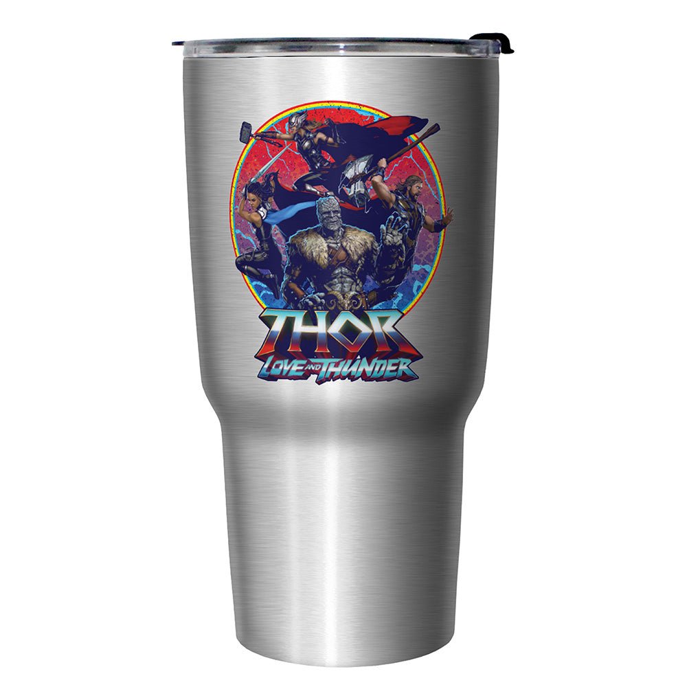 Drinkware Marvel Thor Love and Thunder Group Emblem 27oz Stainless Steel Bottle - POPvault